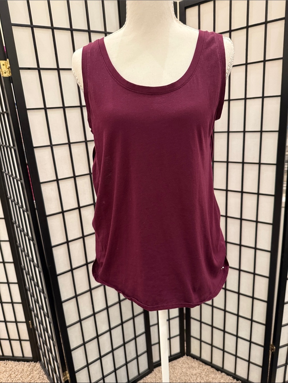 Fabletics Scoop Neck Sleeveless Tank Top - Plum w/ cut out back